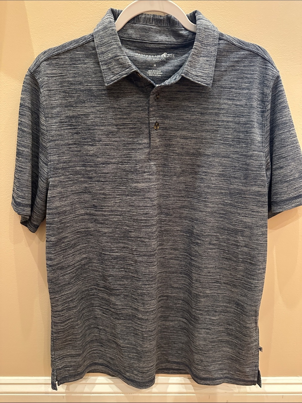 Caribbean Joe Men's Heathered Blue Polo Shirt- Medium